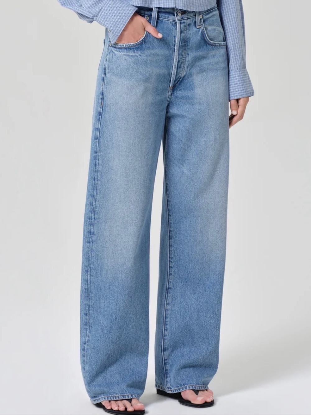 Citizens of Humanity Ayla Baggy Jeans Button Fly Blue Medium to Light Wash Sz 27